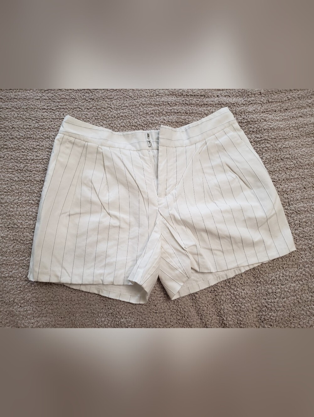 BCBGeneration Cream Pinstripe Tailored Shorts